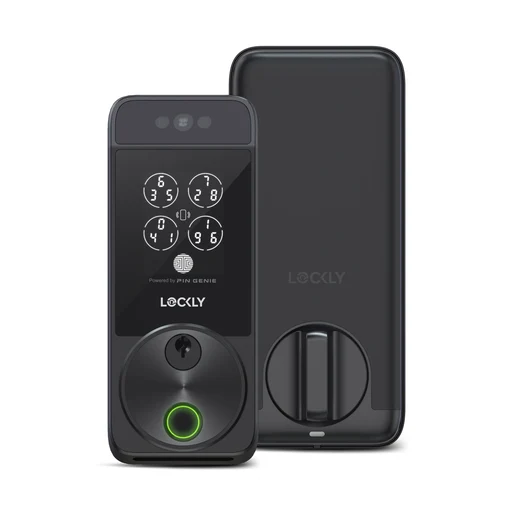 Lockly Visage Zeno PGK728WRHK front and rear assemblies in matte black.