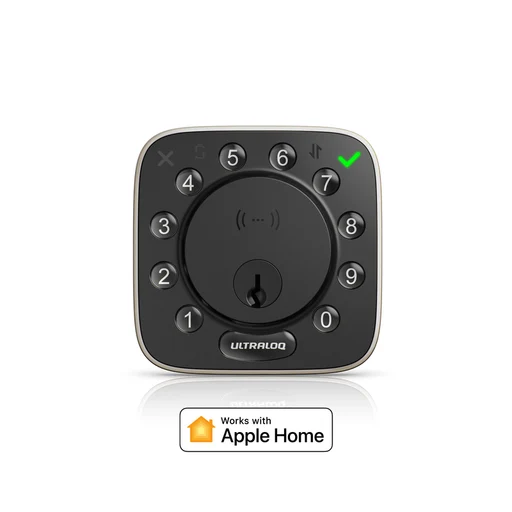 ULTRALOQ Bolt NFC HomeKey front panel with Apple Home badge.